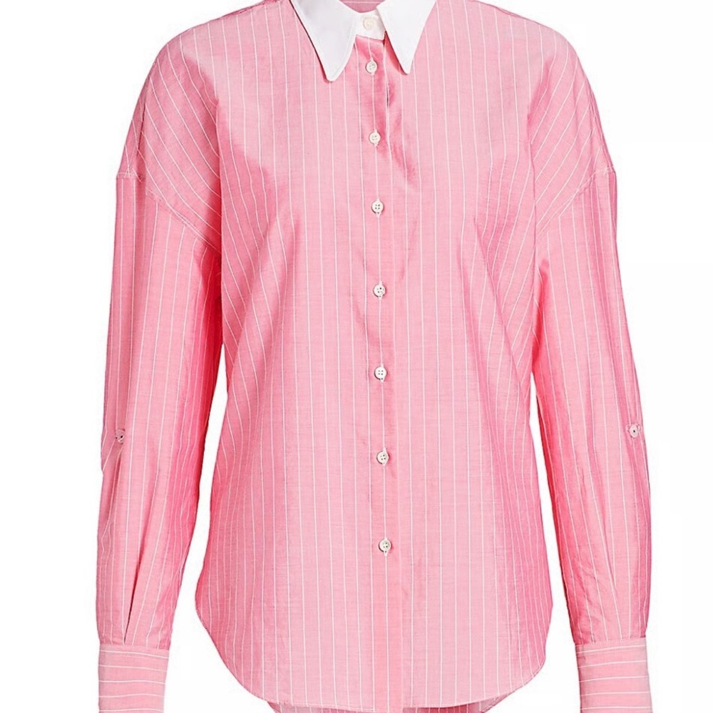 Brunello Cucinelli Pink and White Striped Shirt Size L pre-owned.